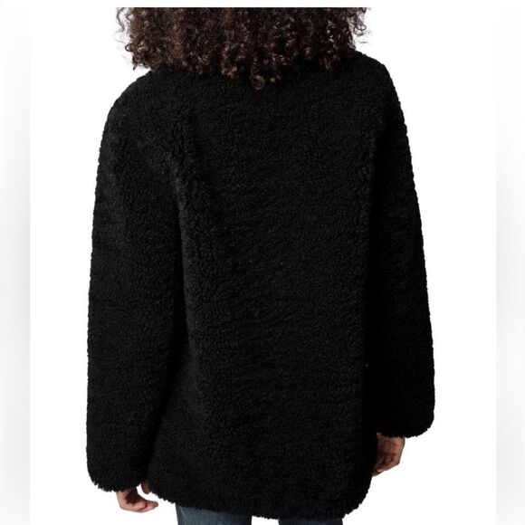 $498 ZADIG &VOLTAIRE WOMEN'S JACKET/ COAT TEDDY SOFT Fleur Soft Black NWT - Picture 3 of 15